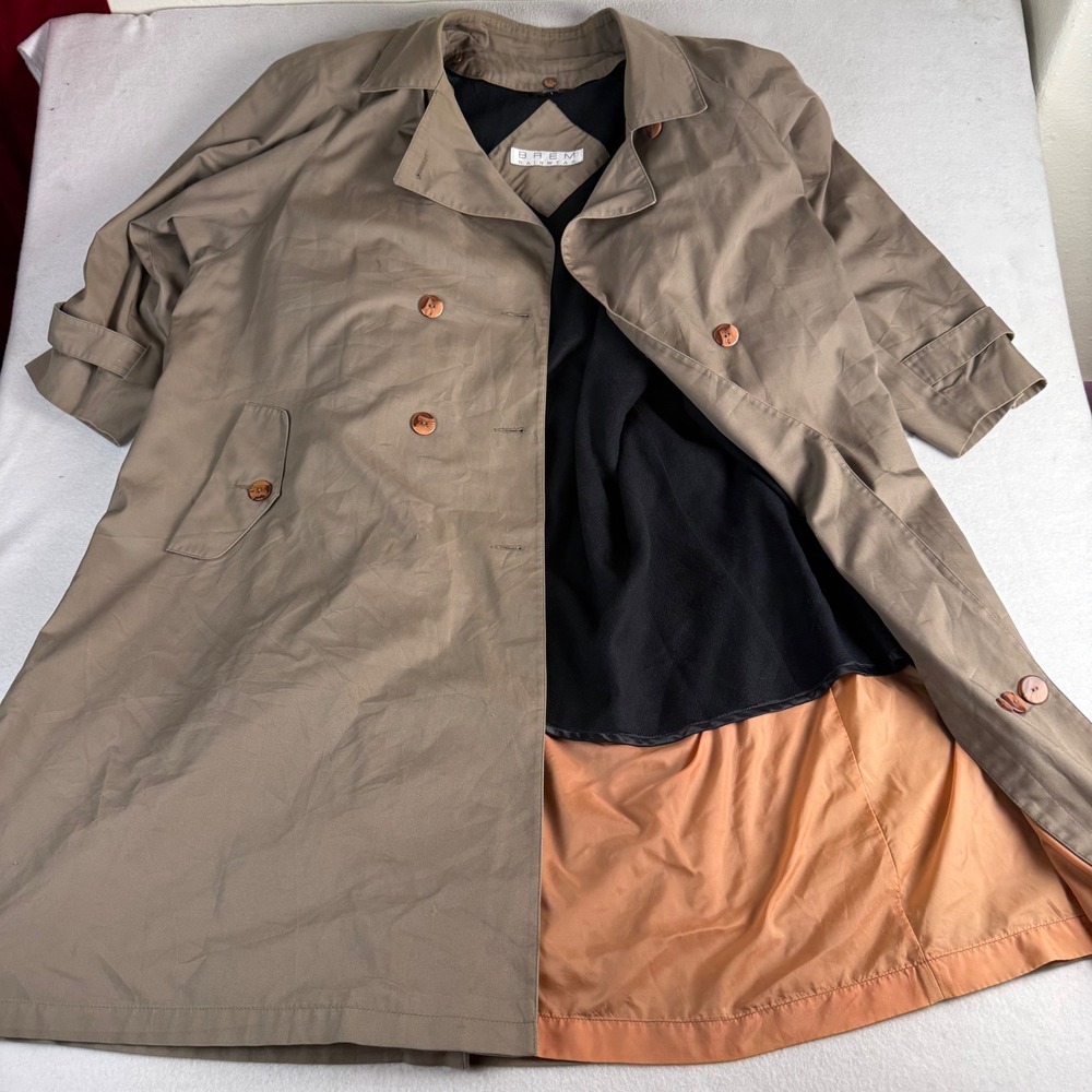 Brem‎ Rainwear Womens Double Breasted Trench Coat Tan Khaki Long Jacket Lined